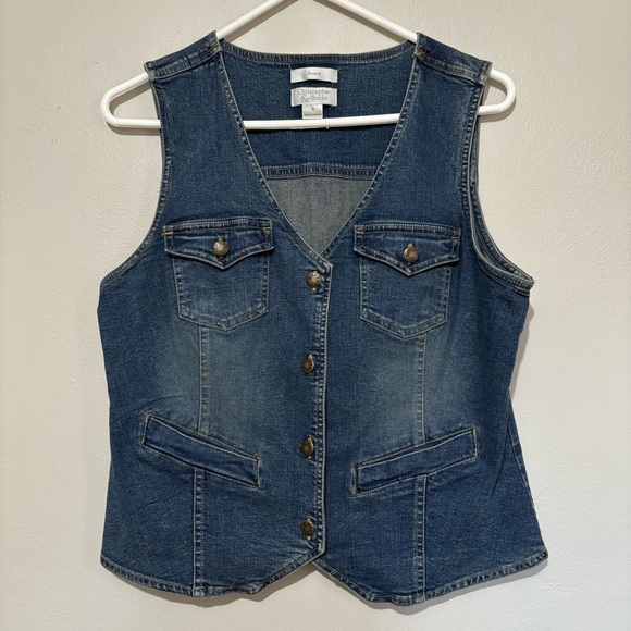 Vintage Y2K Christopher & Banks Denim Vest | Boho Indie Size Small - Picture 2 of 6